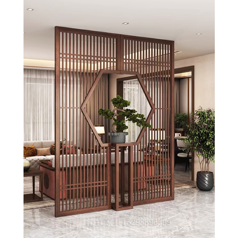 新中式禪意實(shí)木屏風(fēng)QY-076